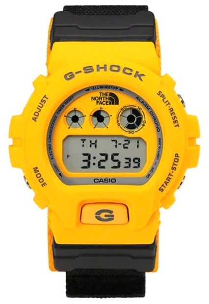 casio g-shock dw-6900-north-face-supreme-yellow